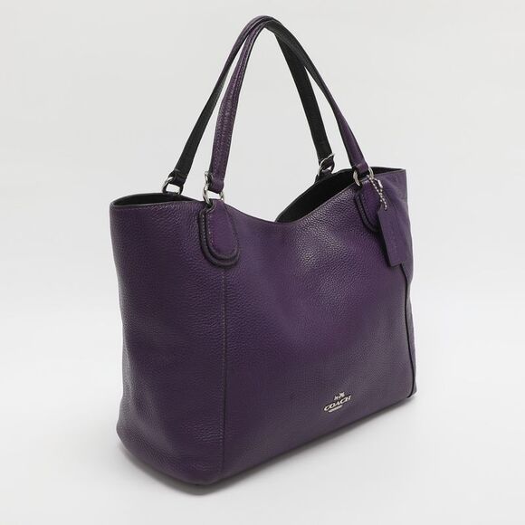 Coach Edie 28 Purple Leather Tote - Picture 3 of 7